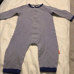 Magnificent Baby One Pieces - Magnetic blue and white striped onesie Magnificent Baby One Pieces - Magnetic blue and white striped onesie